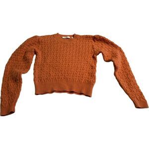 JOIE Roland Crew Neck Sweater Women's Size S Orange Cashmere Wool Cable Knit
